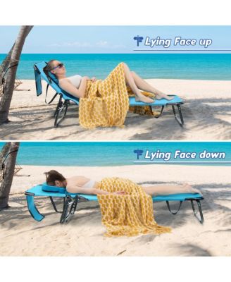Folding Chaise Lounge Chair Bed Adjustable Patio Beach Camping Recliner