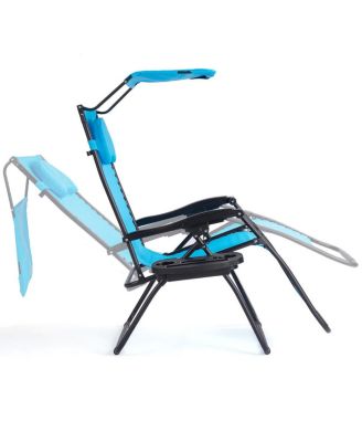 Folding Recliner Zero Gravity Lounge Chair W/ Shade Canopy Cup Holder