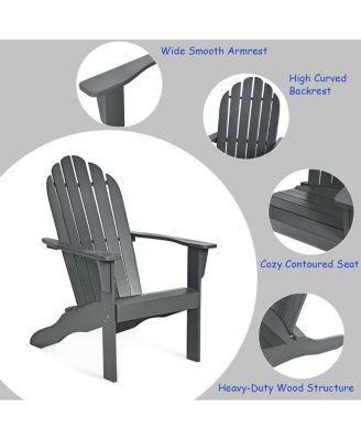 2PCS Wooden Classic Adirondack Chair Lounge Chair Outdoor Patio