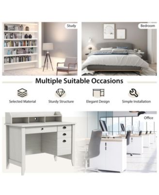 Vintage Computer Desk with Storage Shelves and 4 Drawers