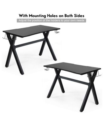 Ergonomic Gaming Desk with Mousepad and Cup Headphone Holder