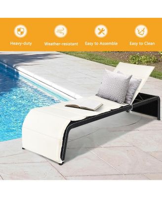 Adjustable Rattan Recliner Chaise Lounge Chair w/ Cushion Outdoor Patio