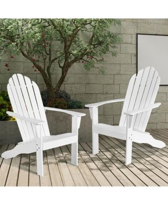 2PCS Wooden Classic Adirondack Chair Lounge Chair Outdoor Patio