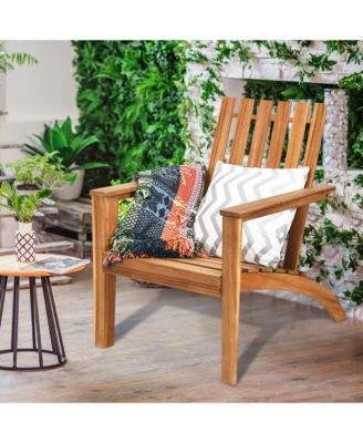 4PCS Outdoor Wooden Adirondack Chair Patio Lounge Chair w/ Armrest