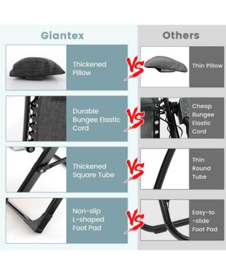 Zero Gravity Chair Folding Recliner Lounge Chair w/ Cushion Cup Holder