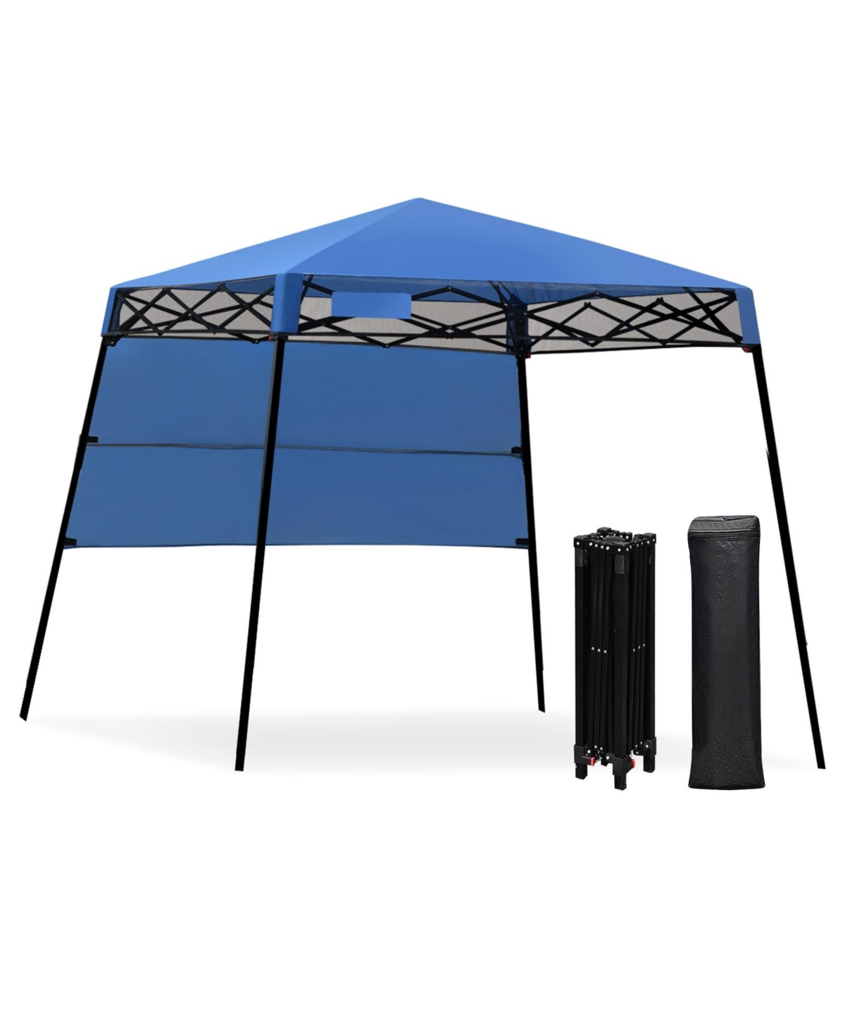 7 x 7 Feet Pop-up Canopy Tent with Carry Bag and 4 Stakes - Blue