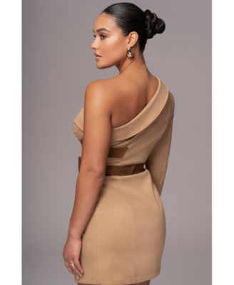 Women's One Shoulder Suede Blazer Dress