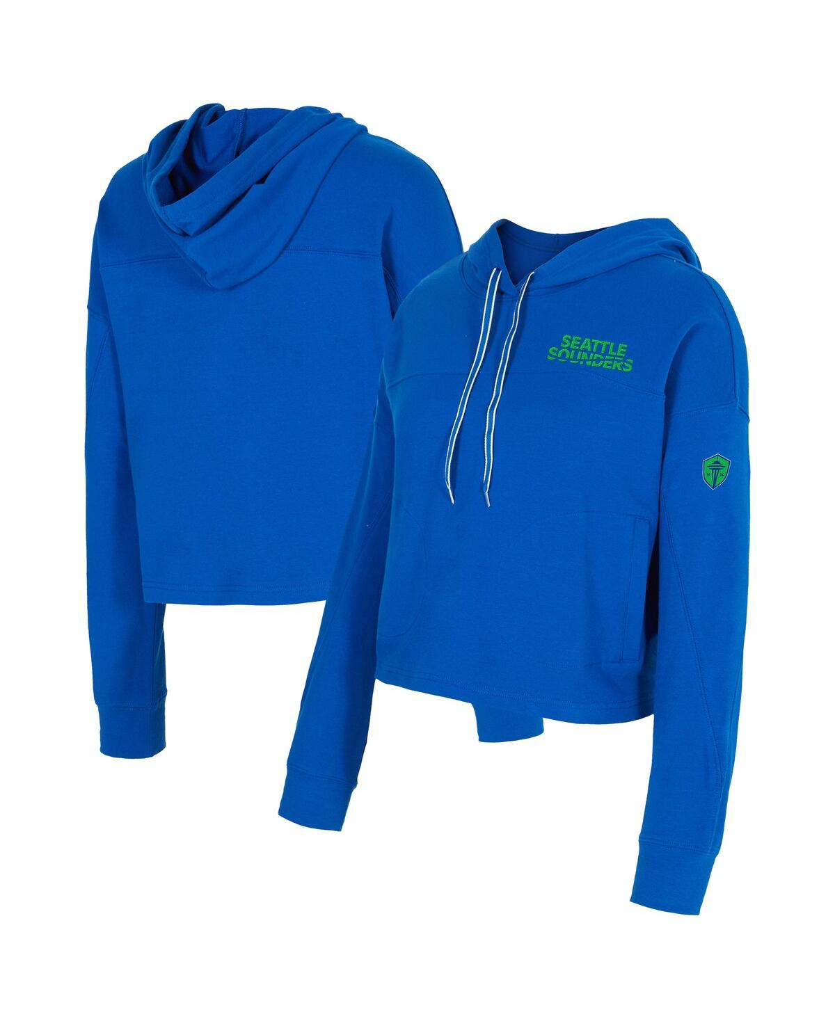 Concepts Sport Women's Blue Seattle Sounders Fc Elevation Tri-blend Long Sleeve Pullover Hoodie