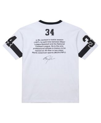 Men's Bo Jackson White Las Vegas Raiders Name Number Team Origins Vintage Logo T-Shirt