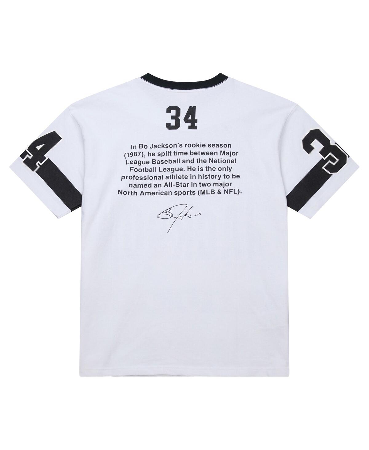 Mitchell & Ness Men's Bo Jackson White Las Vegas Raiders Name Number Team Origins Vintage Logo T-shirt