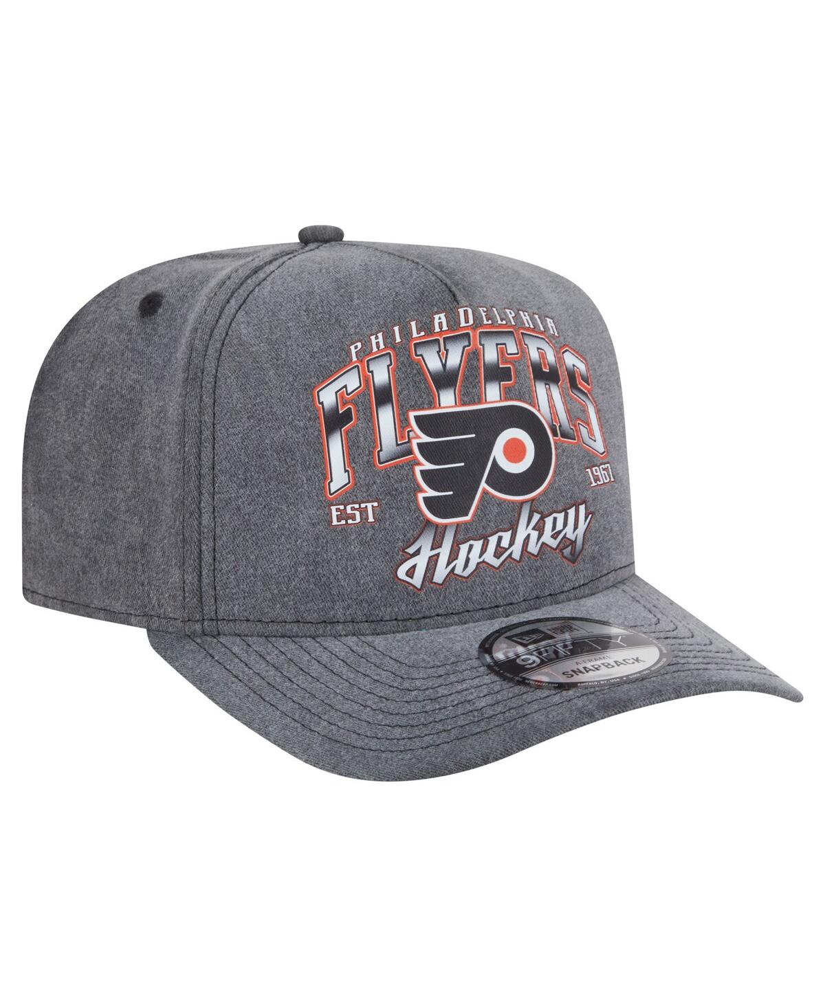 New Era Men's Charcoal Philadelphia Flyers Throwback Washed A-frame Pre-curved 9fifty Snapback Hat