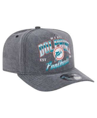 Men's Black Miami Dolphins Throwback Washed A-Frame 9FIFTY Snapback Hat