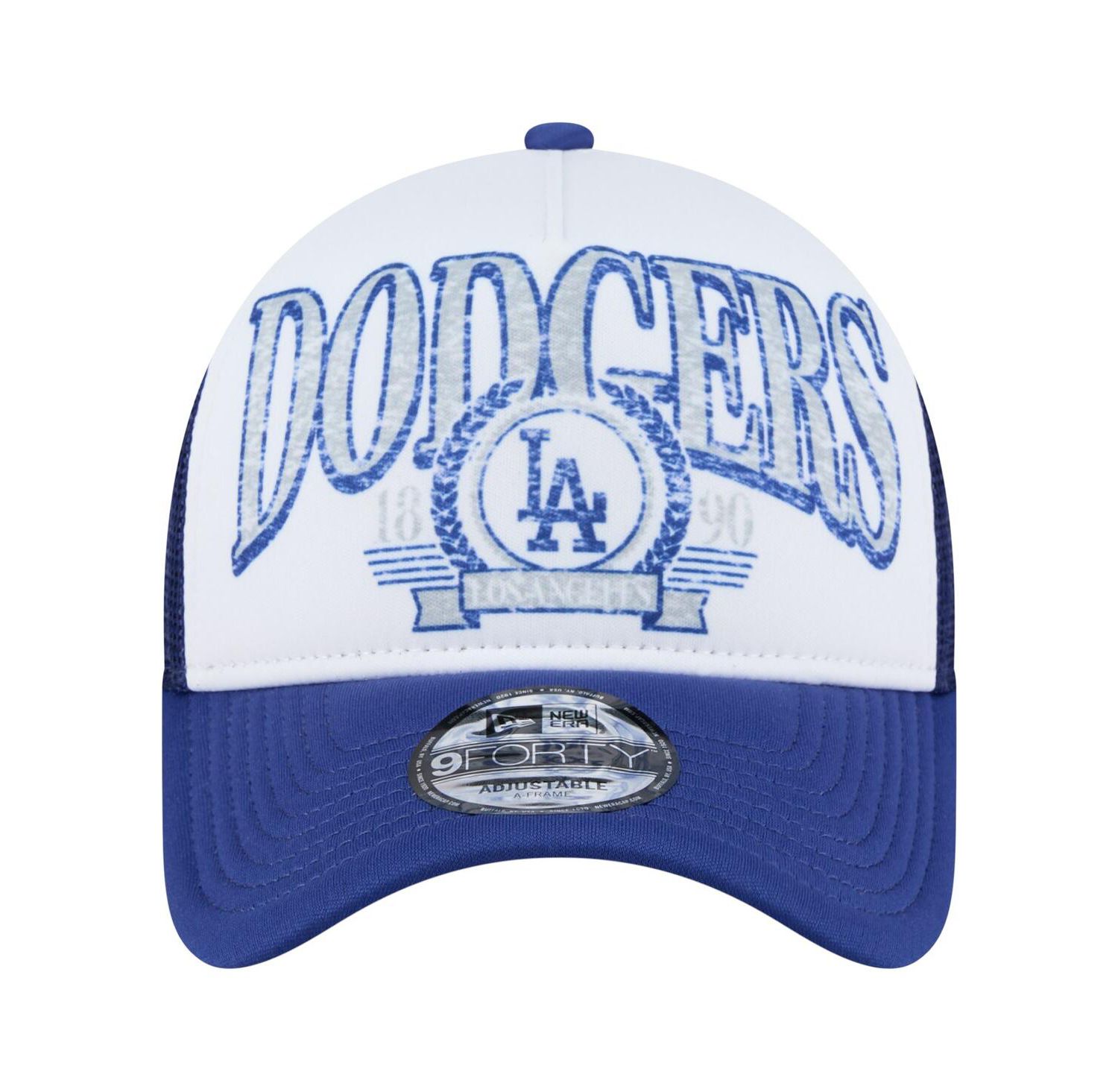 Men's White/Royal Los Angeles Dodgers Trucker A-Frame 9FORTY Adjustable Hat