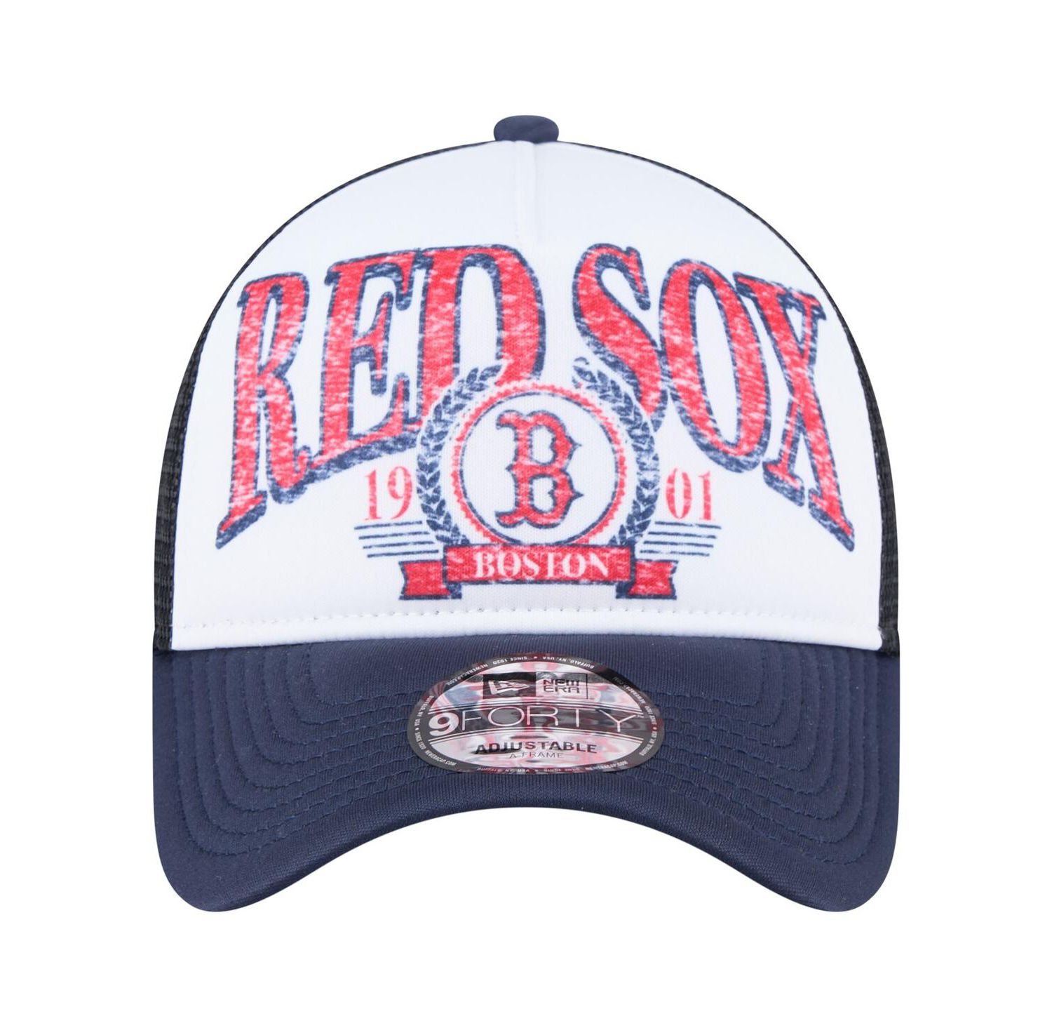 Men's Navy Boston Red Sox Distressed 9FORTY A-Frame Adjustable Trucker Hat