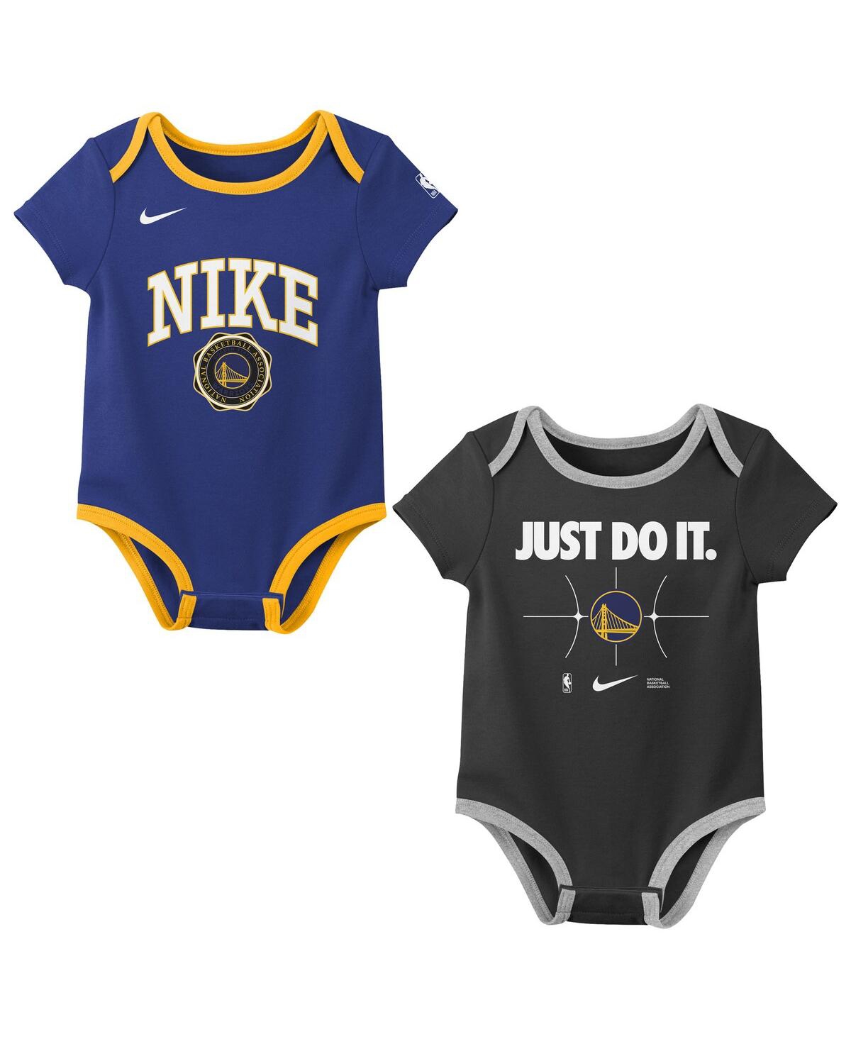 Nike Newbornâ 2-pack Royal/blackâ Golden State Warriors Just Do It Bodysuit Set