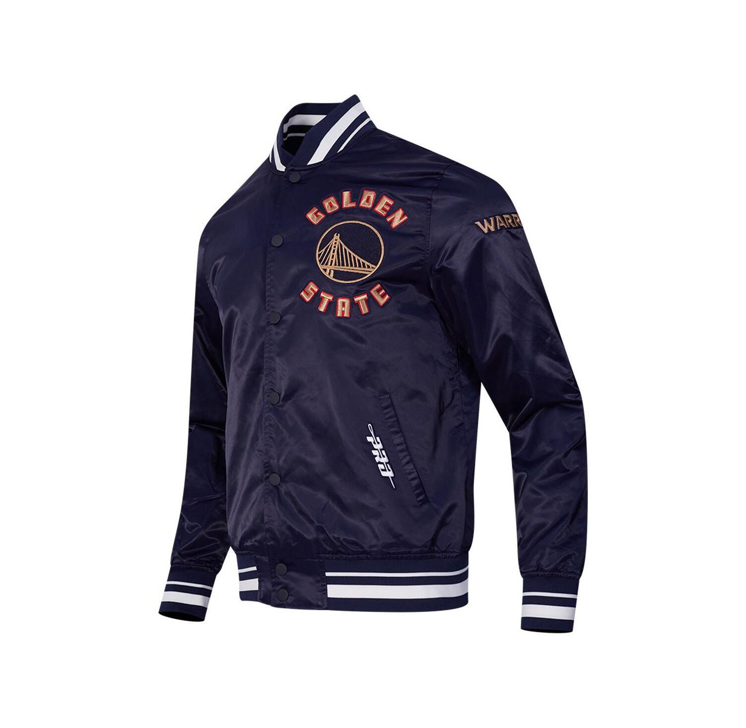 Men's Navy Golden State Warriors 2024/25 City Edition Chenille Satin Full-Snap Jacket