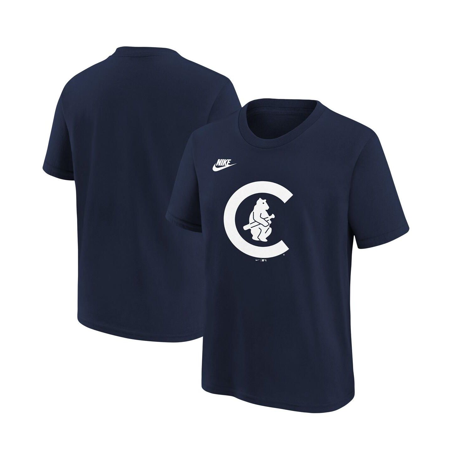 Детская футболка Nike Navy Chicago Cubs Cooperstown Collection Team Logo — фото 1