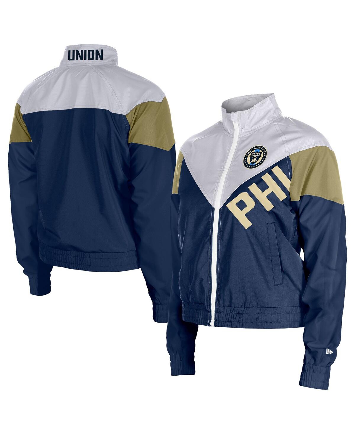 Women's Navy Philadelphia Union Leisure Cropped Full-Zip Windbreaker Jacket - Navy