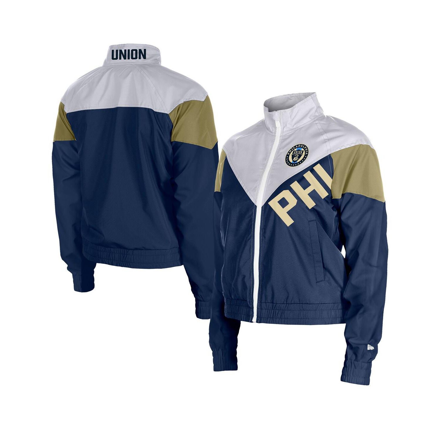 Women's Navy Philadelphia Union Leisure Cropped Full-Zip Windbreaker Jacket