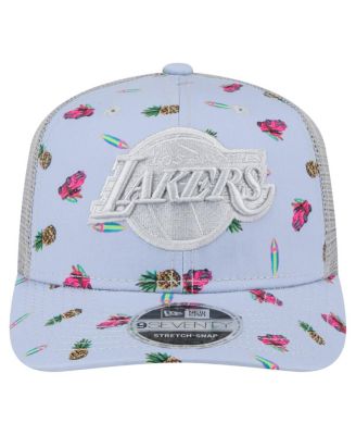 Men's Light Blue/Gray Los Angeles Lakers Adventure Aloha Pattern 9SEVENTY Stretch-Snap Hat