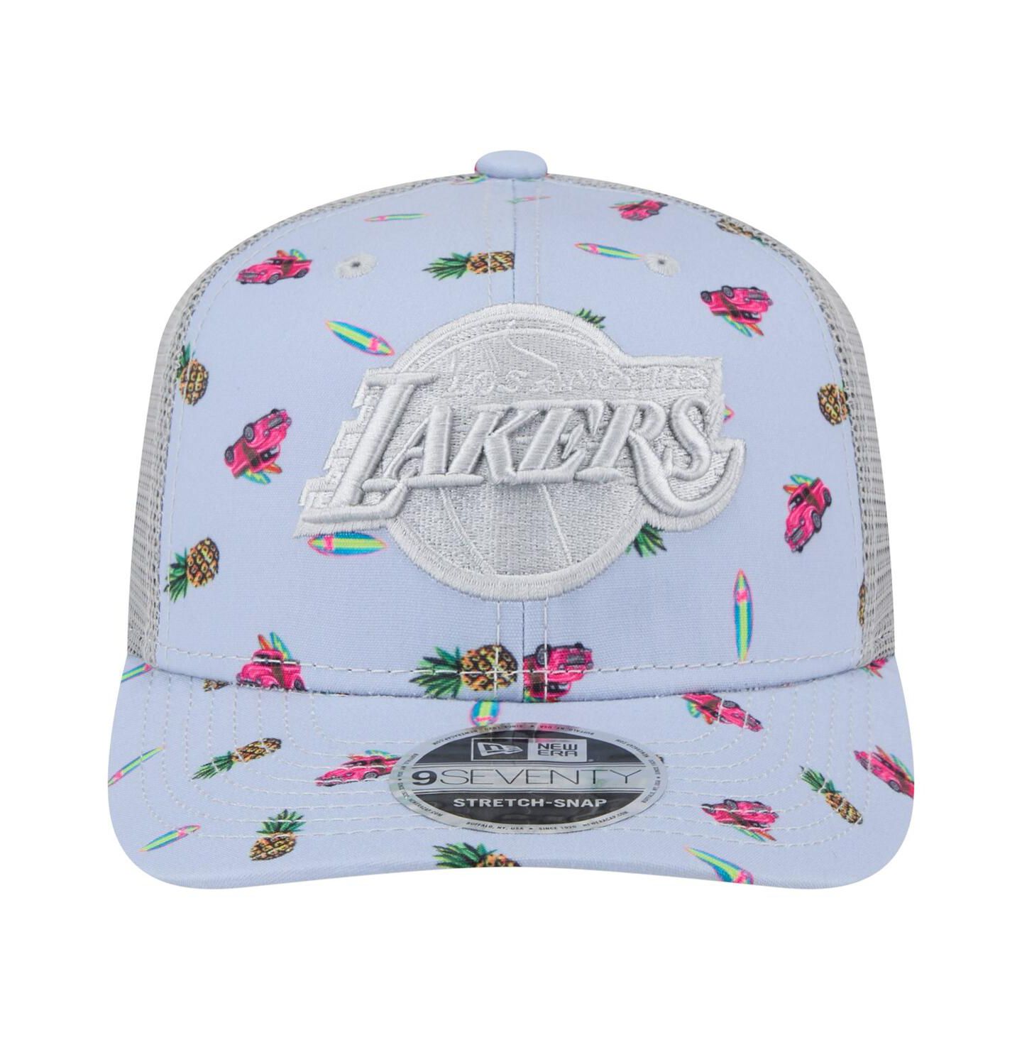 Мужской головной убор New Era Light Blue/Gray Los Angeles Lakers Adventure Aloha Pattern 9SEVENTY Stretch-Snap Hat — фото 2