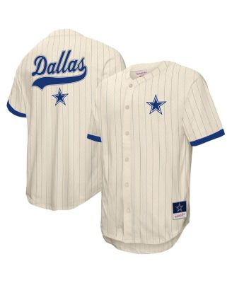 Mitchell & Ness - Men's Cream Dallas Cowboys Vintage Logo Final Seconds Full-Button Mesh T-Shirt