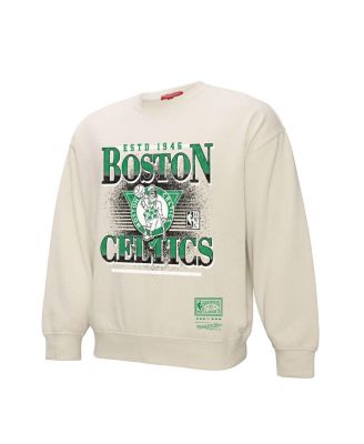 Women's Cream Boston Celtics Oversprayed Pullover Sweatshirt