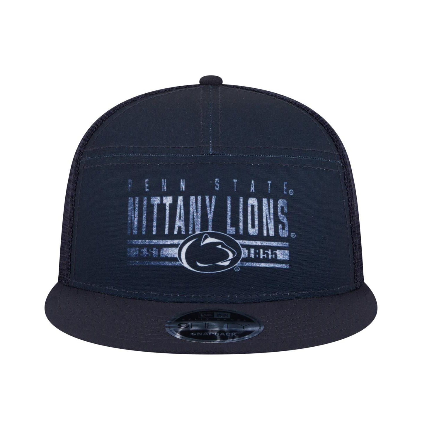 Мужская кепка New Era Navy Penn State Nittany Lions Split Panel 9FIFTY Snapback Trucker Hat — фото 3