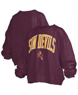 Pressbox - Women's Maroon Arizona State Sun Devils Janise Arch Over Logo Waist Length Oversized Pullover Sweatshirt