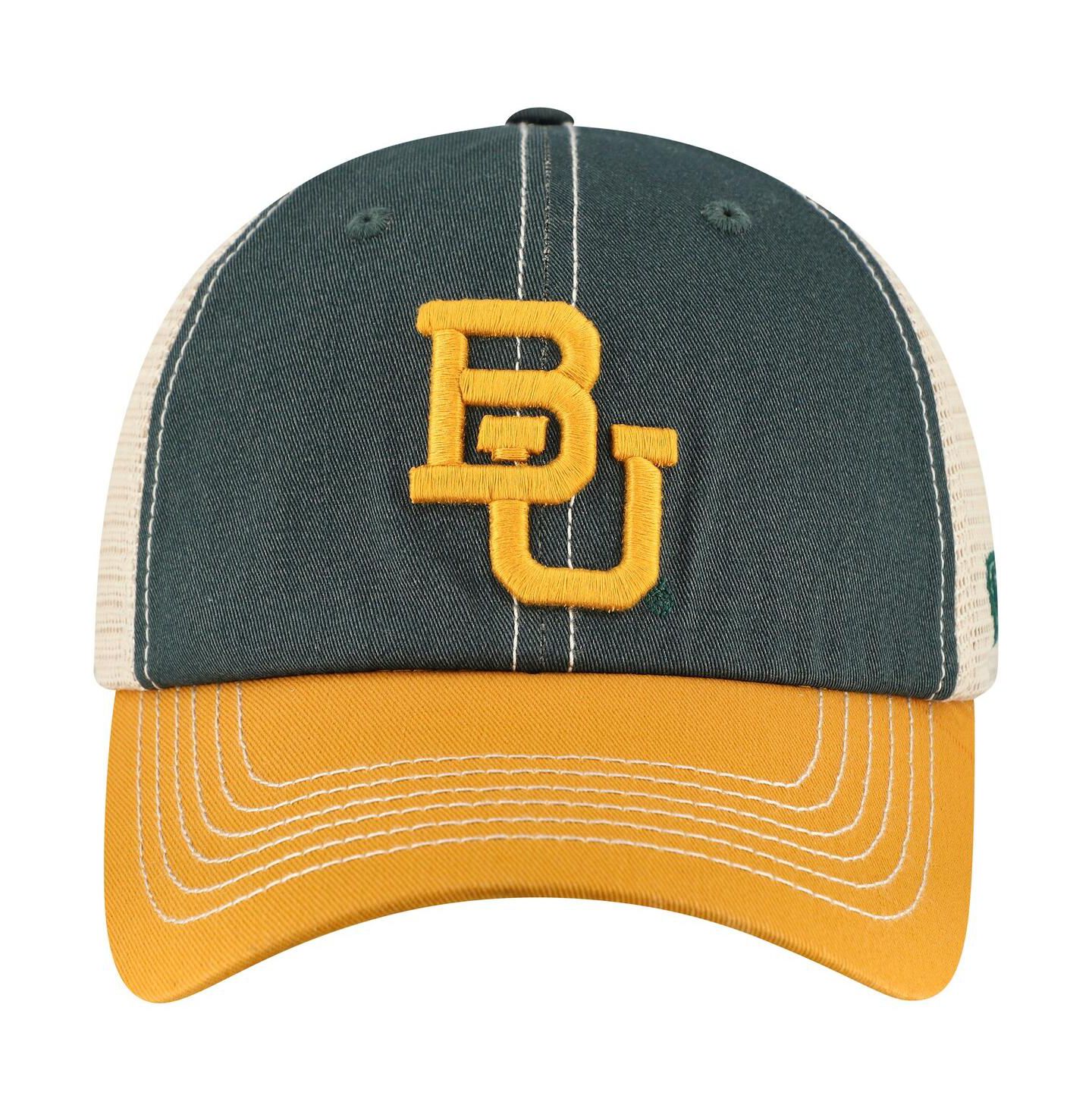 Мужская кепка Top of the World Green/Gold Baylor Bears Off Road Adjustable Trucker Hat — фото 2