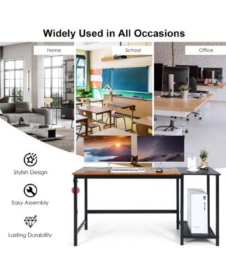 59 Inch Industrial Computer Desk with 2 Tier Storage Shelves for Home Office