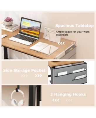 48 Inch Rolling Computer Desk with Metal Frame for Home Office