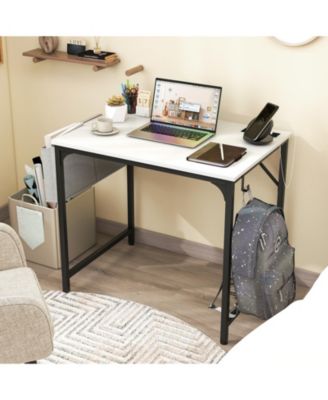 32 Inch Computer Desk Small Home Office Desk with Charging Station