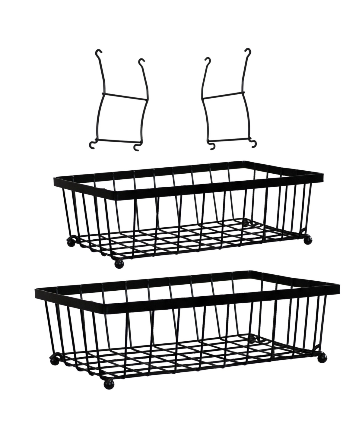 Indoor Metal Wire 2-Tier Collapsible Tabletop Storage Basket - Black
