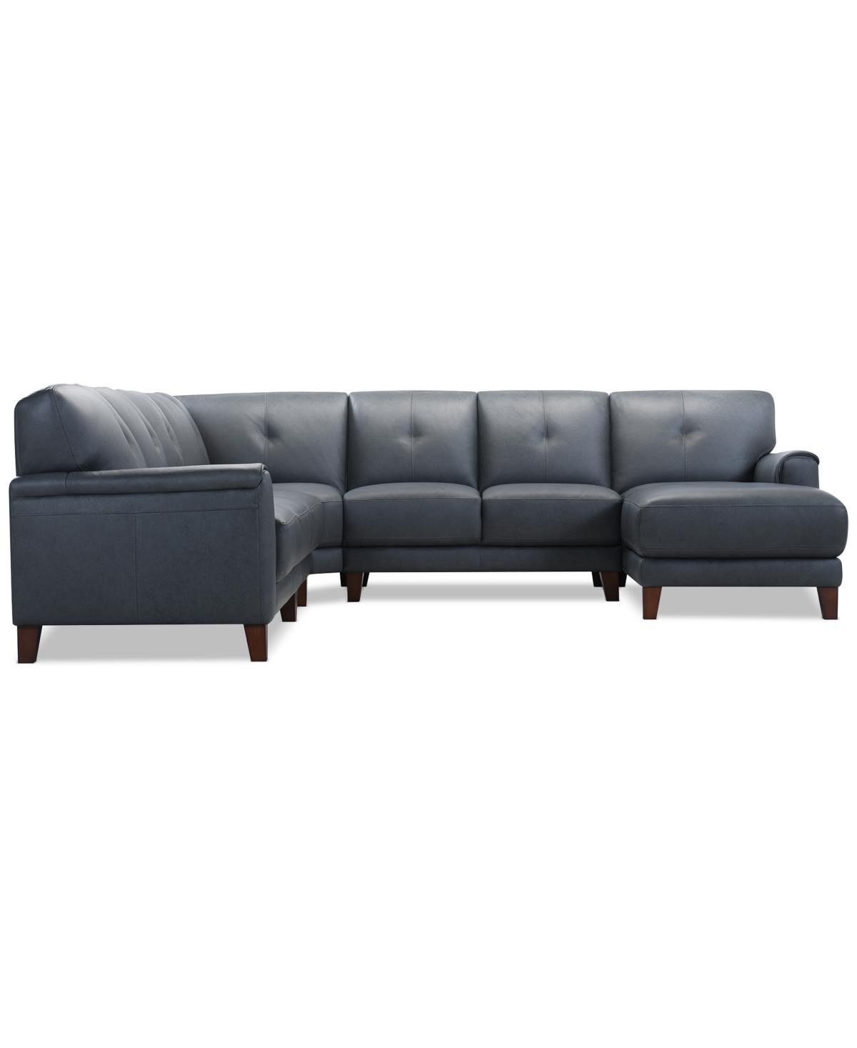 Macy's Ashlinn 5-pc. Leather Chaise Sectional, Exclusively At  In Gray