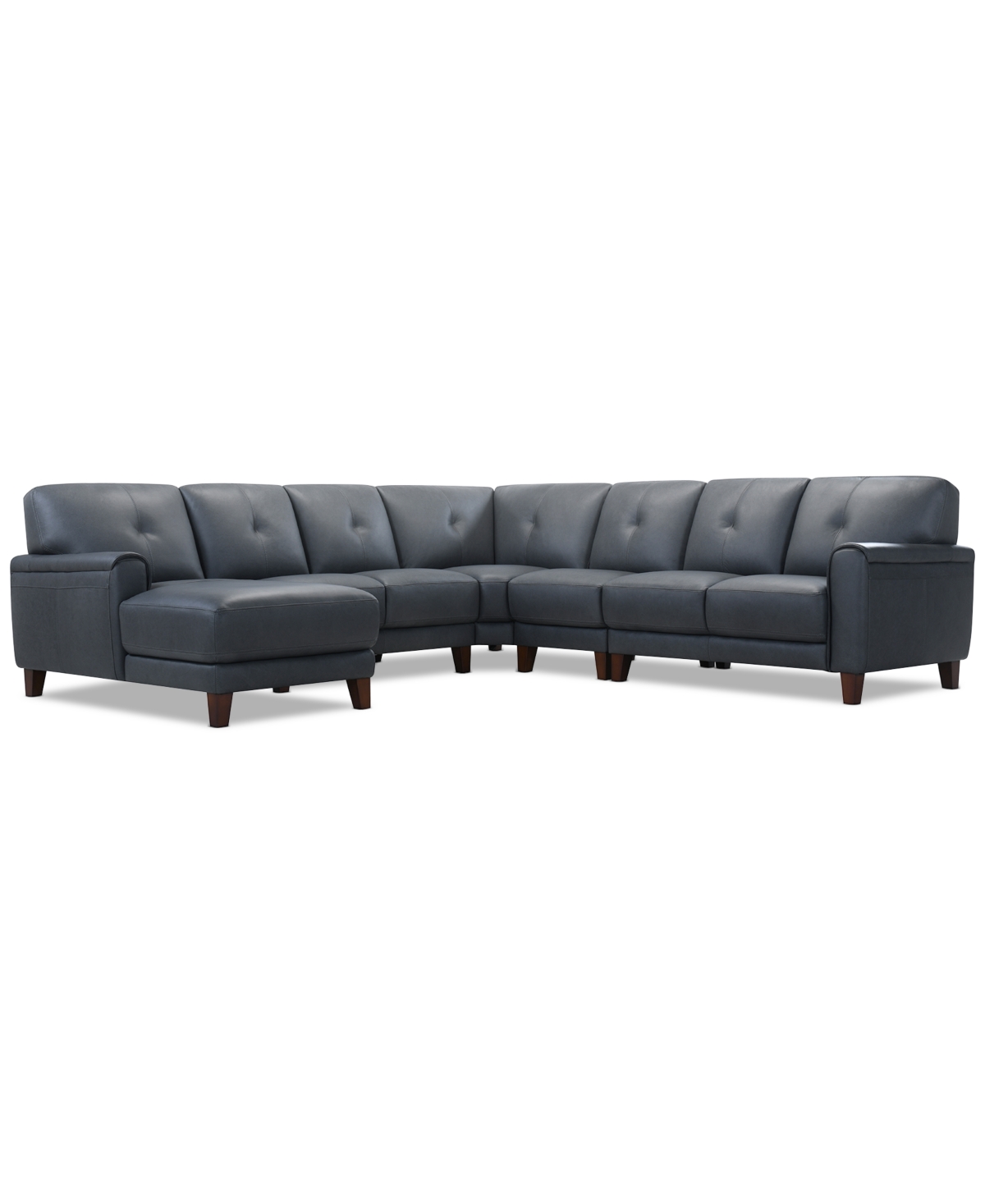Macy's Ashlinn 5-pc. Leather Chaise Sectional, Exclusively At  In Gray