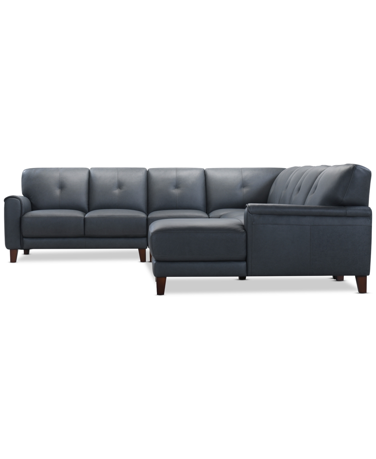 Macy's Ashlinn 5-pc. Leather Chaise Sectional, Exclusively At  In Gray