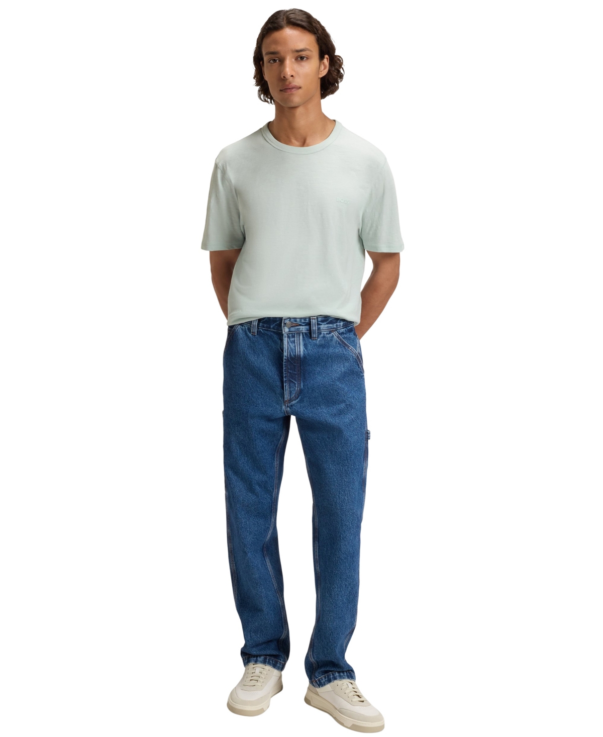 Hugo Boss Oversize-fit All-gender T-shirt In Cotton With Logo Label In Green