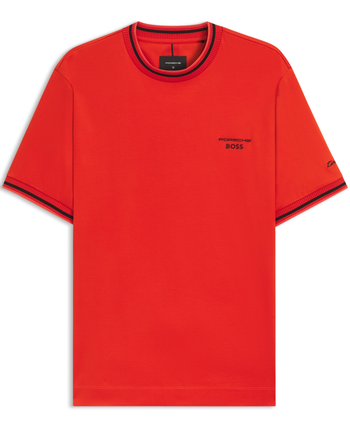 Hugo Boss Porsche X Cotton T-shirt With Moisture-control Finish In Red