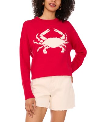 Vince Camuto - Women's Cotton Crab Crewneck Relaxed Sweater