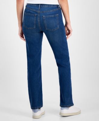 Petite Mid-Rise Straight-Leg Denim Jeans