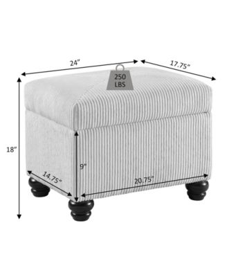 17.75" Designs4Comfort Corduroy 5th Avenue Storage Ottoman