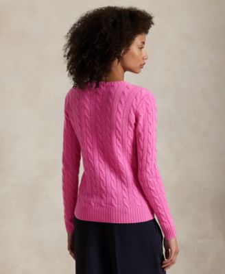 Women's Cable Wool-Cashmere Crew Neck Sweater