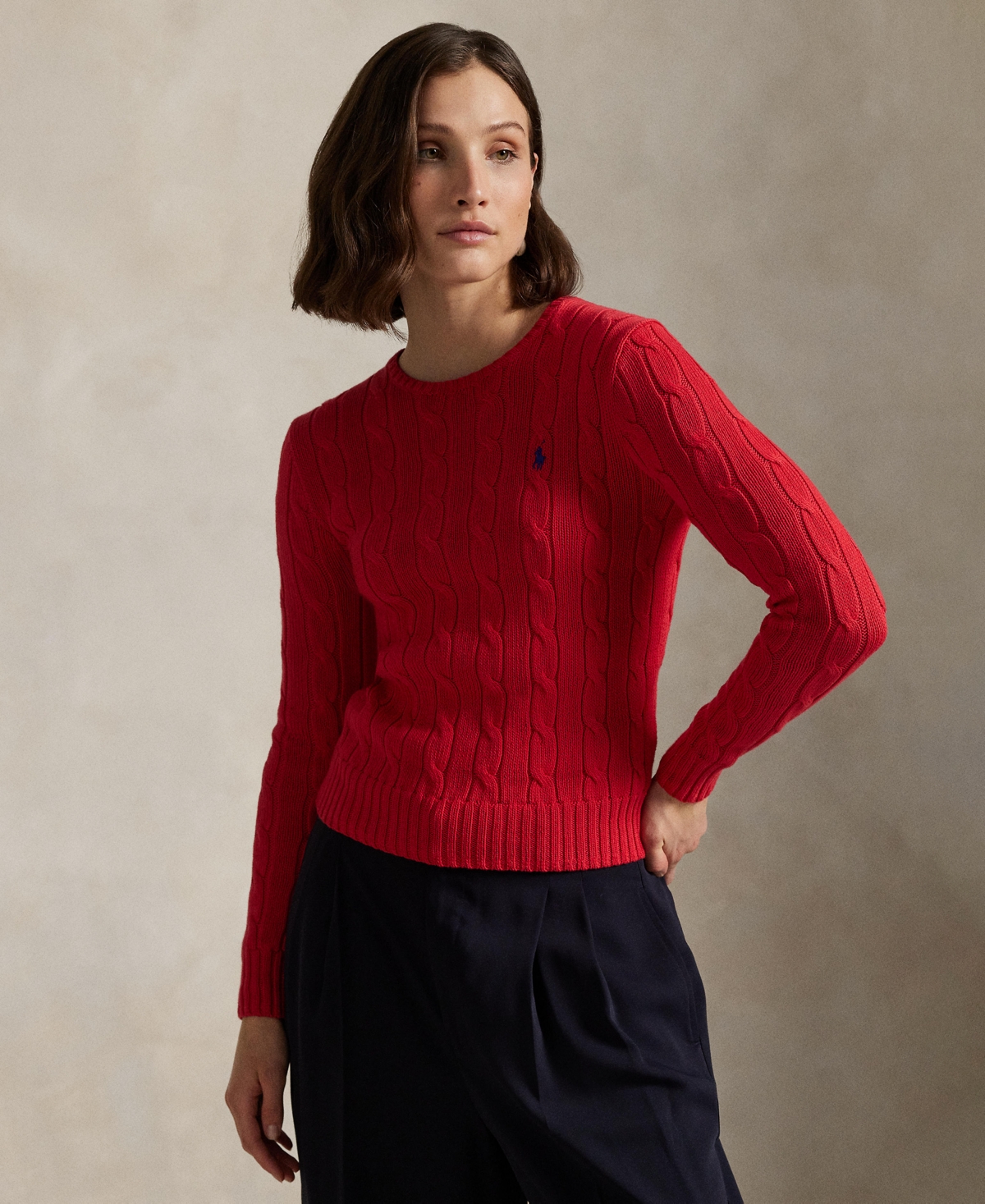 Polo Ralph Lauren Women's Cable-knit Cotton Crewneck Sweater