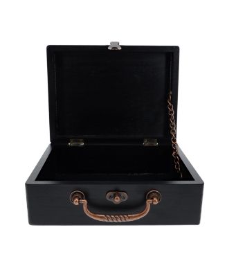 Wooden Keepsake Stash Box with Old World Handle - Black Stain