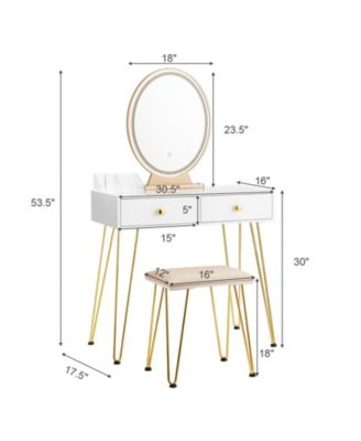 Industrial Makeup Dressing Table with 3 Lighting Modes