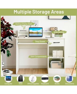 Set of 1 Study Laptop Table with Drawer and Keyboard Tray