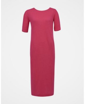 Women's Linen Blend Button Back Midi Dress