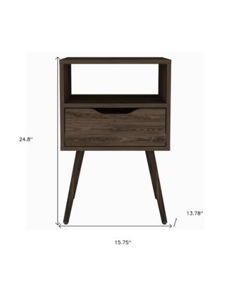 One Drawer Faux Wood Nightstand For Bedside Organization