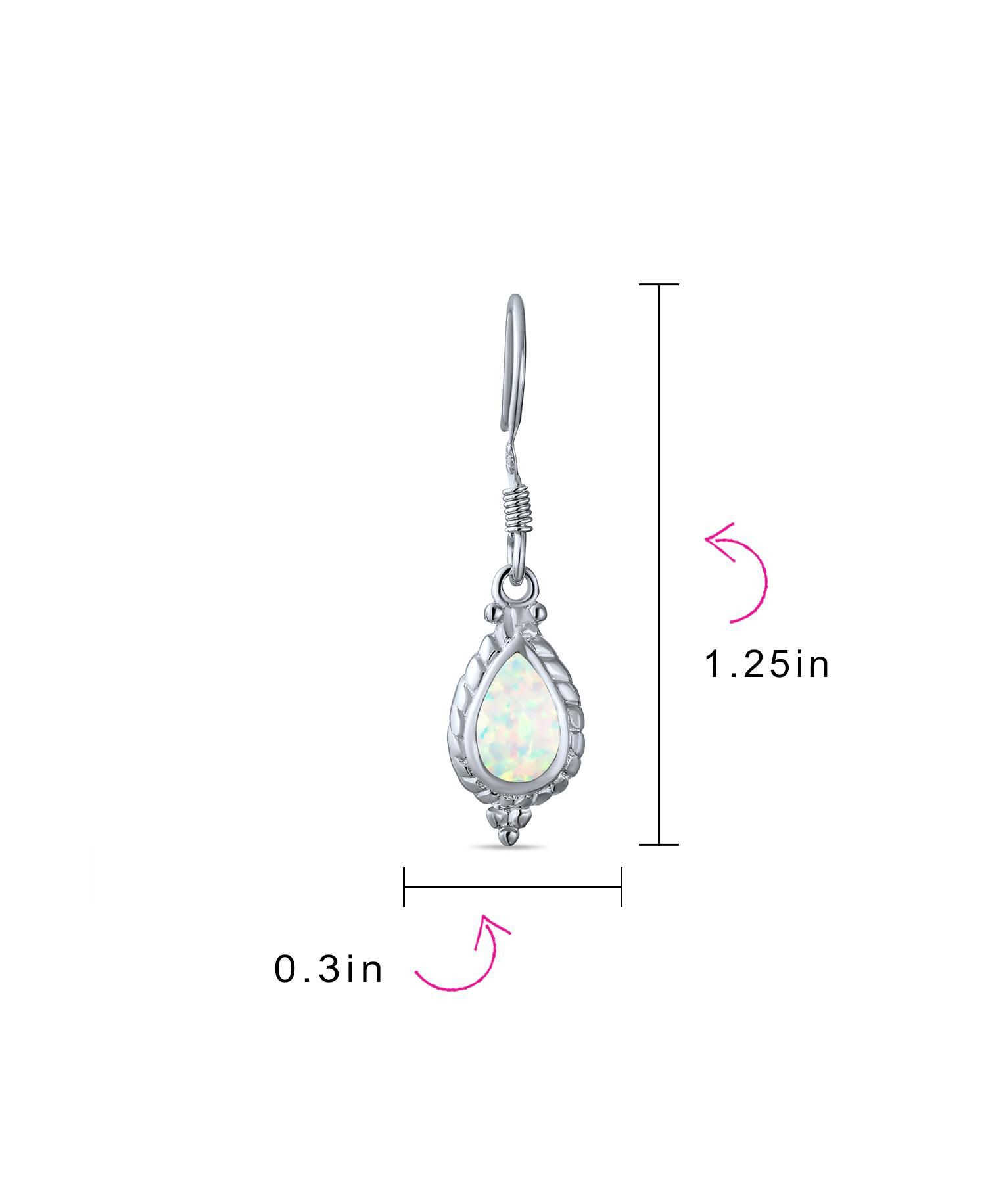 Vintage Style White Opal Teardrop Earrings .925 Sterling Silver Fish Hook